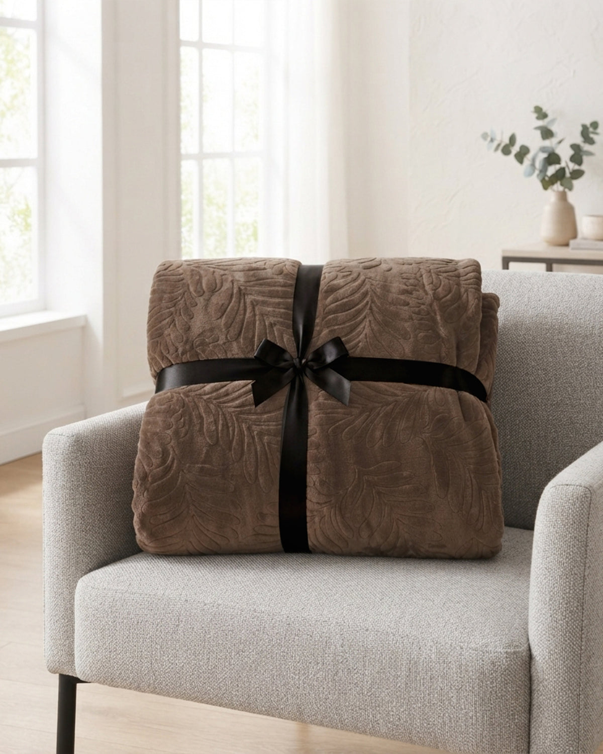 Rabbit Fur Throw Blanket - Brown
