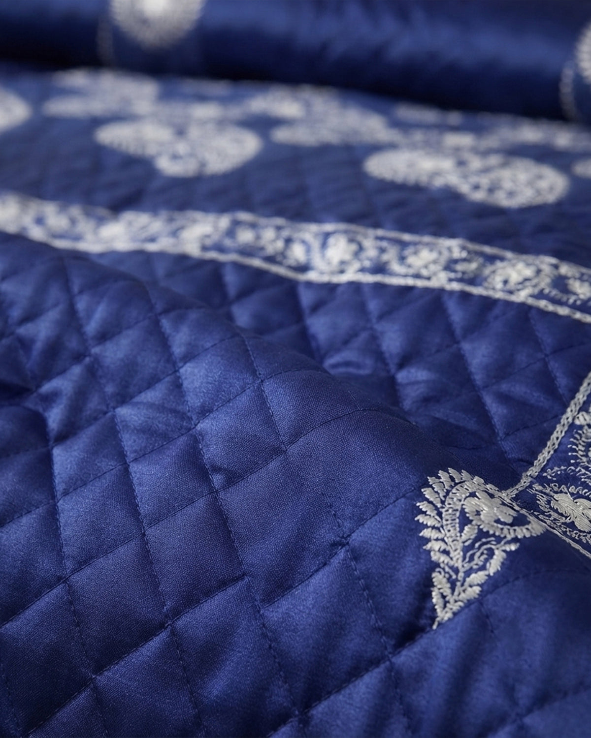 Ruby Silk 9 Piece Embroidered Bed Set - Deep Horizon