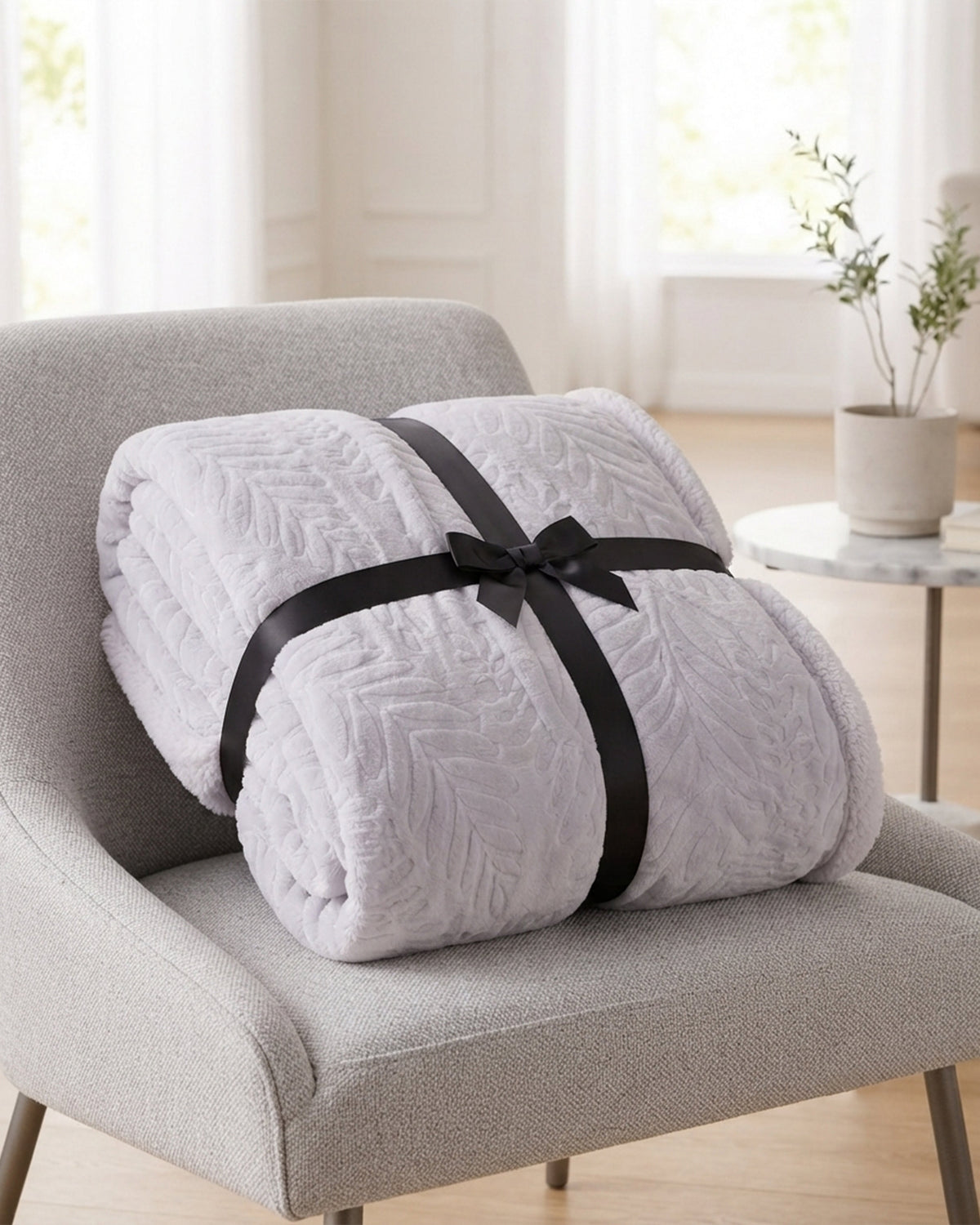 Rabbit Fur Throw Blanket - Silver