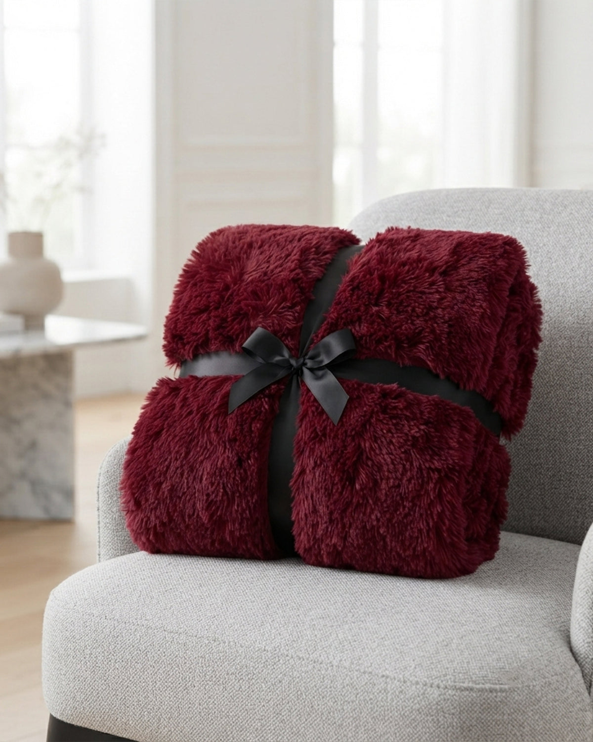 Shaggy Throw Blanket - Maroon