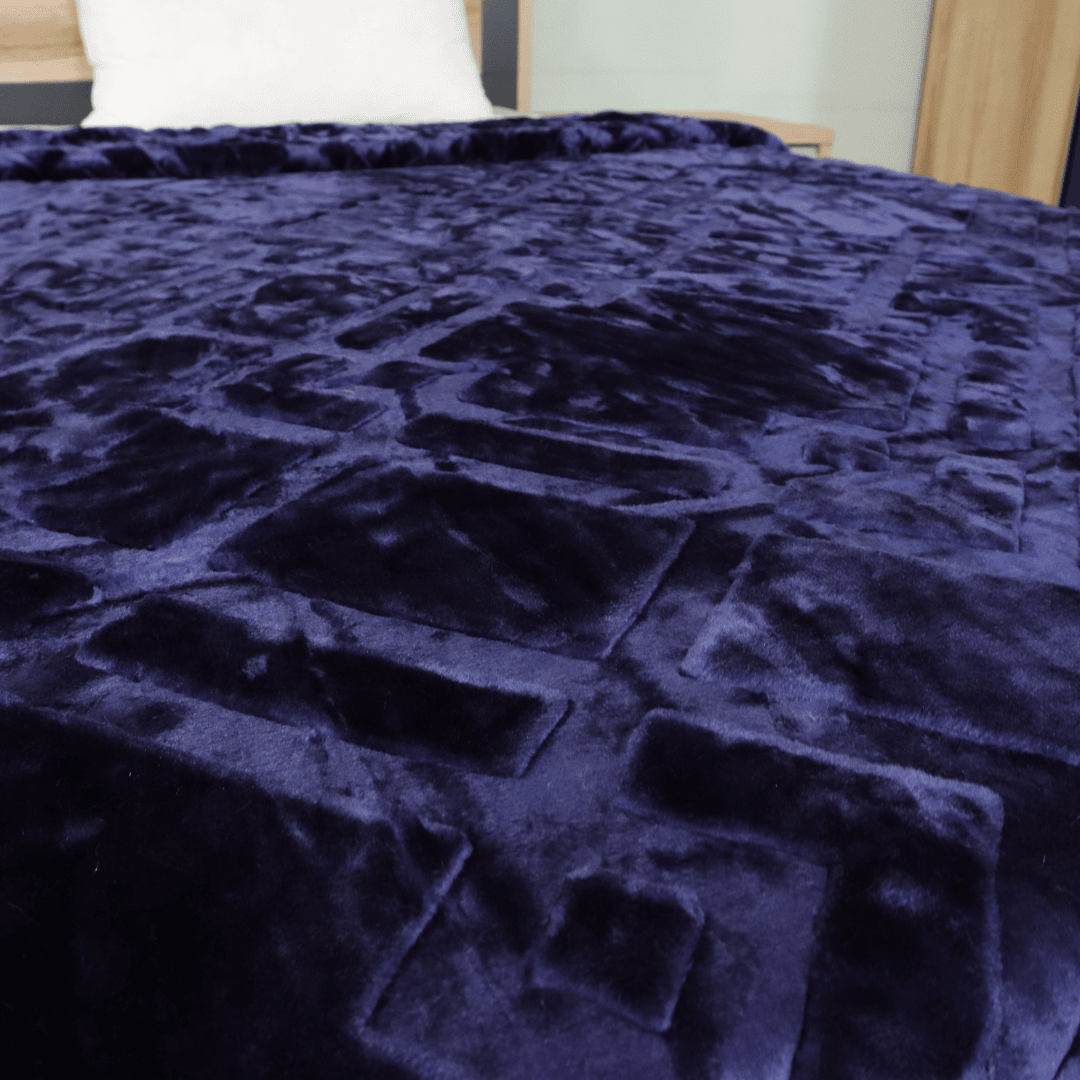 Super Sonic Cloudy 2-Ply Single Bed Blanket - Navy