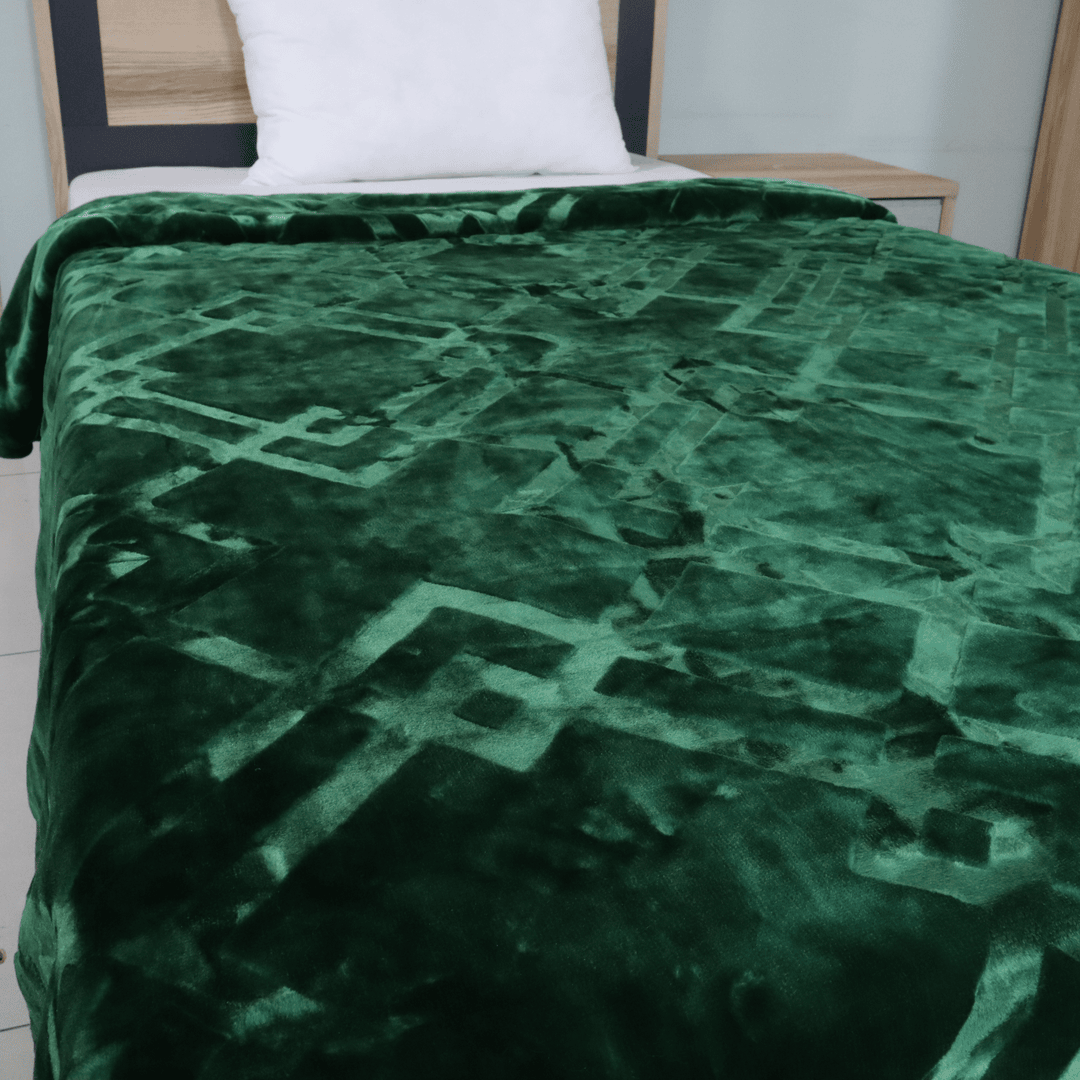 Super Sonic Cloudy 2-Ply Single Bed Blanket - Green