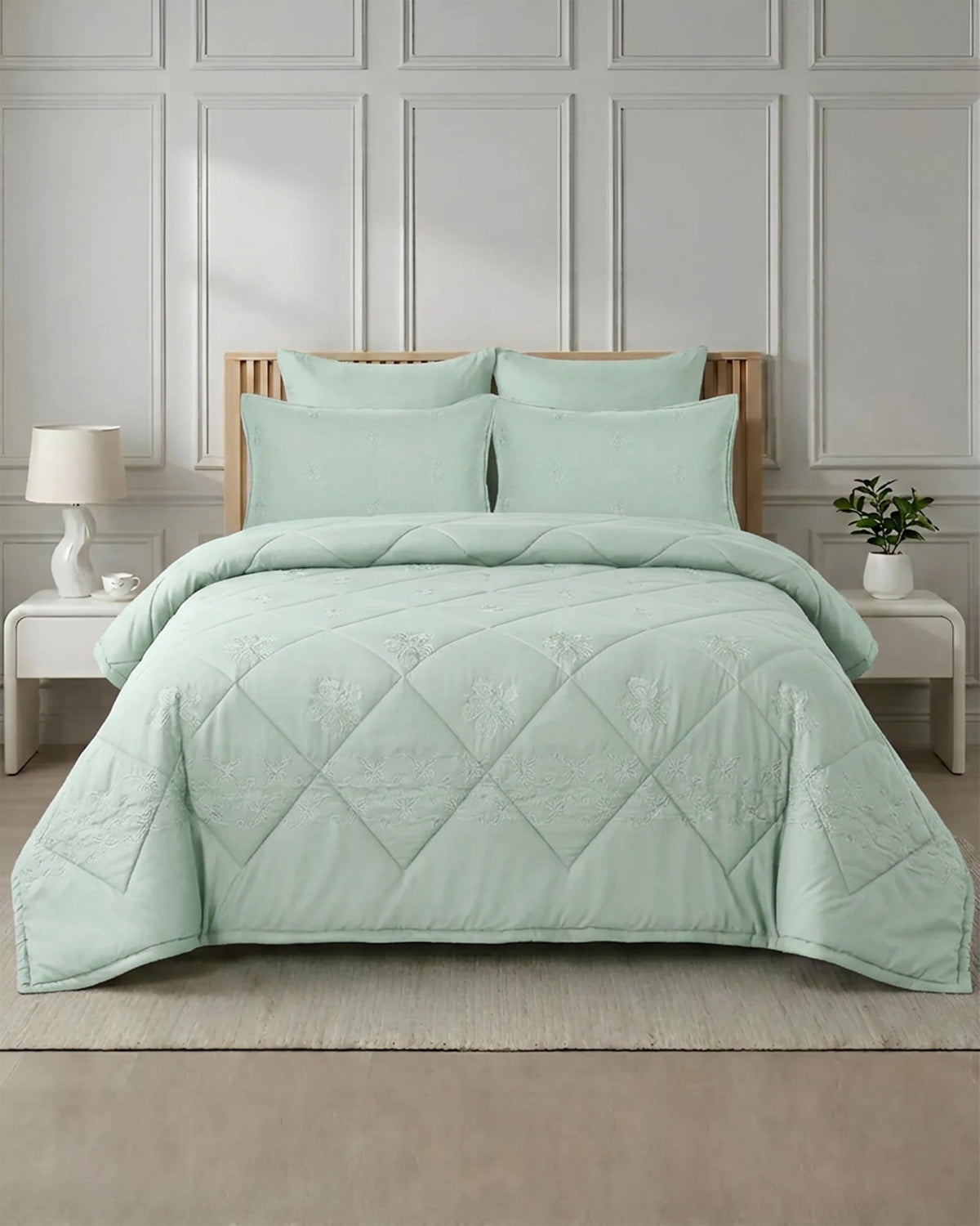 Heritage Bed Set 6 Pieces-light green