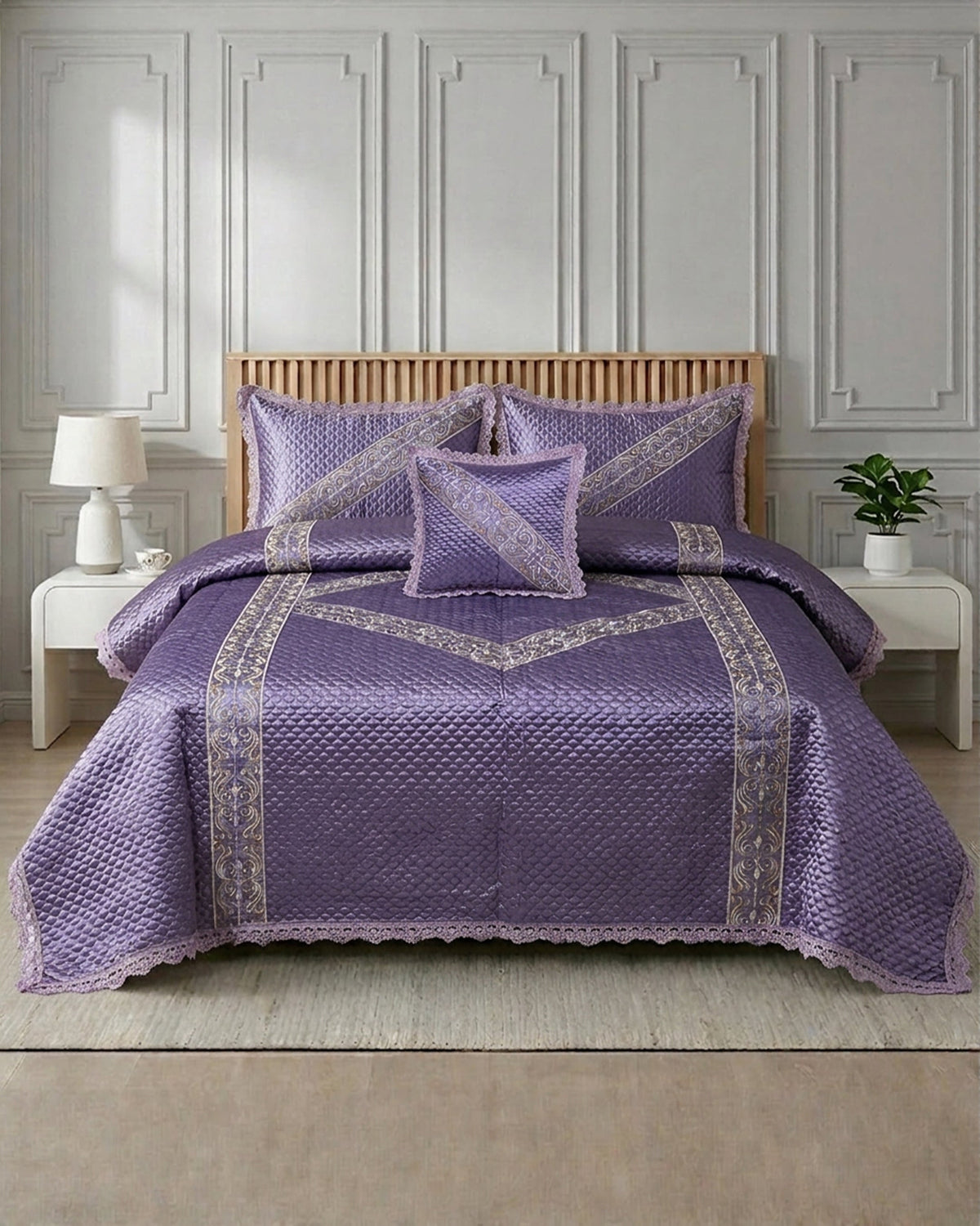 Opal 4 Piece Silk Bed Set-Mahveen