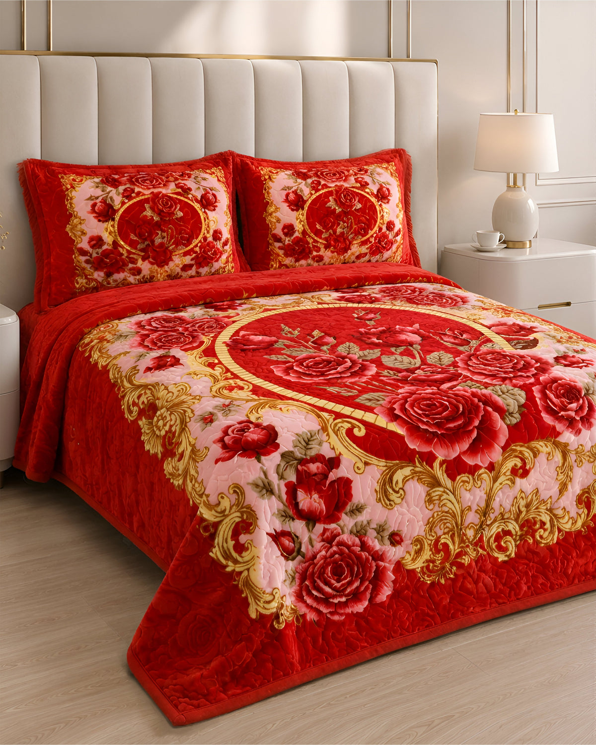 Twilight Vision Bed Set 4 Piece-Blush Red