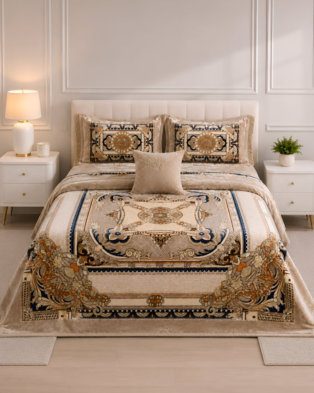 Arzoo Cloudy Bridal Bed Set 7 Pcs - Cream
