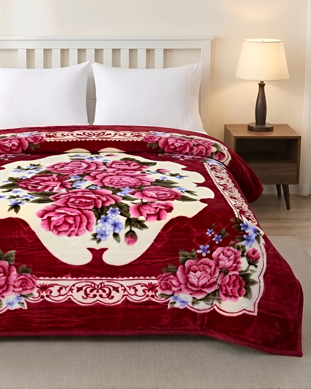 Heaven 4KG 2-Ply Double Bed Blanket-Deep Red