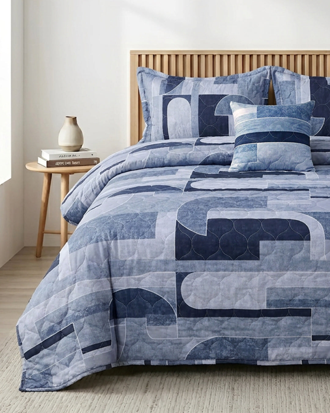 Fantasy 4 Pieces Bed Spread - Geo Blue
