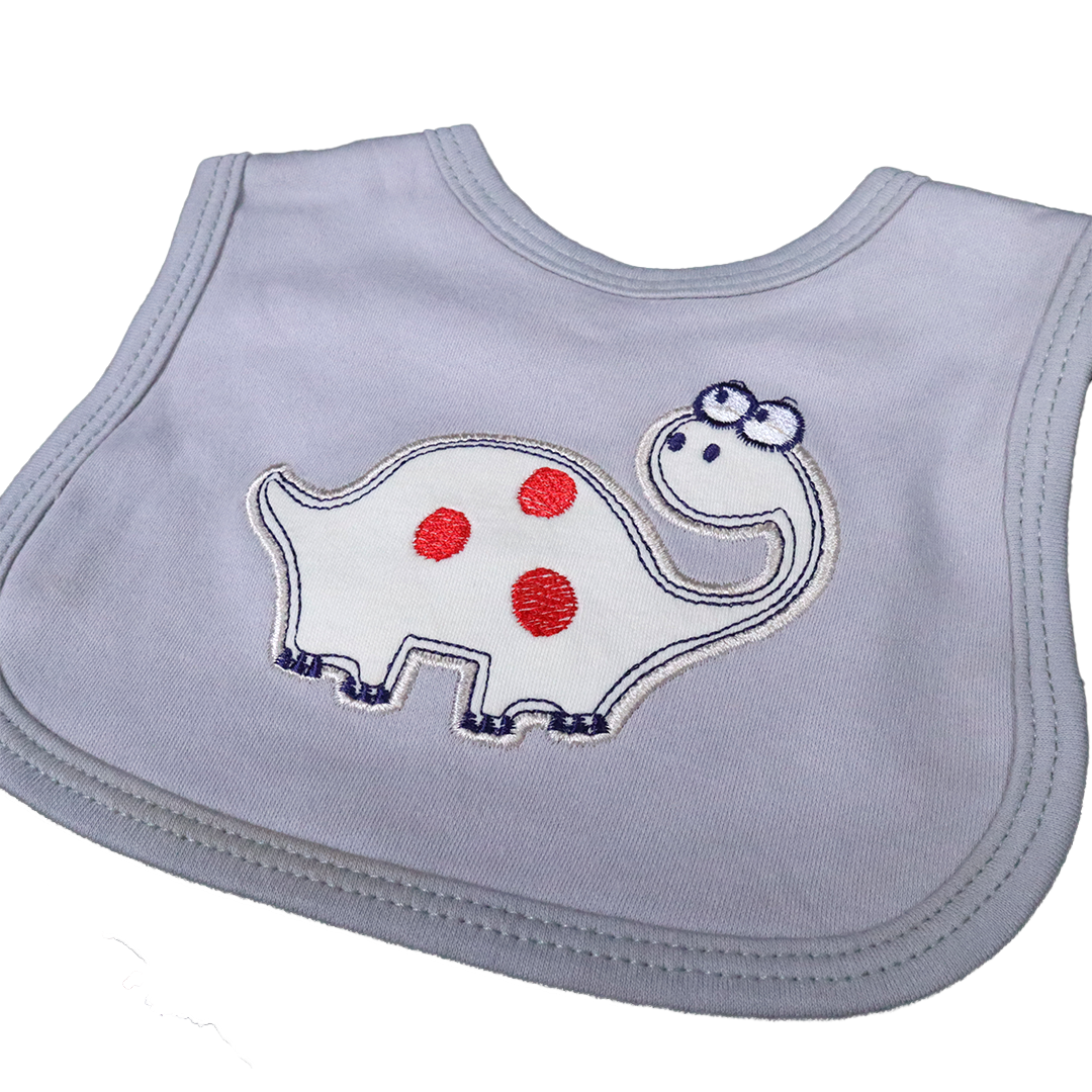 Pack of 3 Baby Bibs Set-Grey Dino