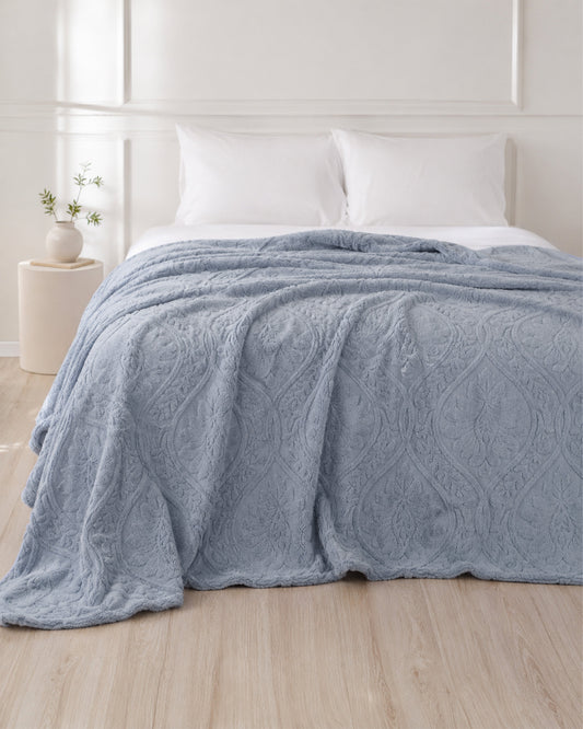 Sherpa Jacquard Throw Blanket - Blue
