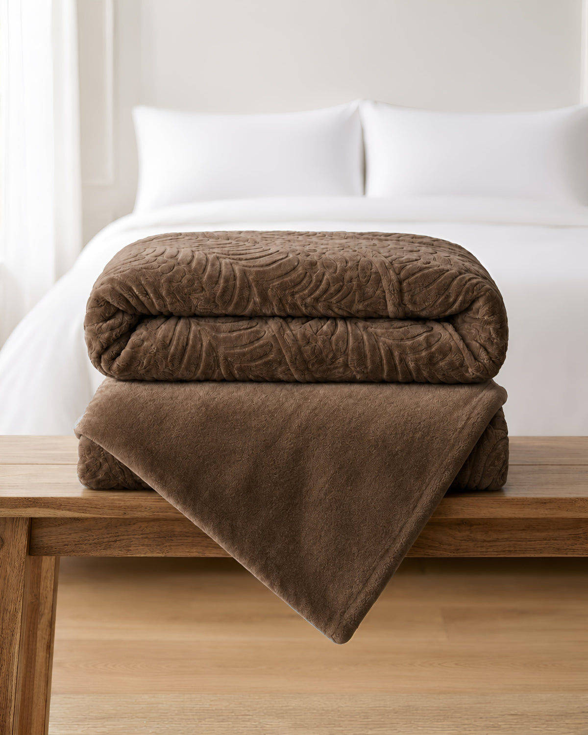 Rabbit Fur Throw Blanket - Brown
