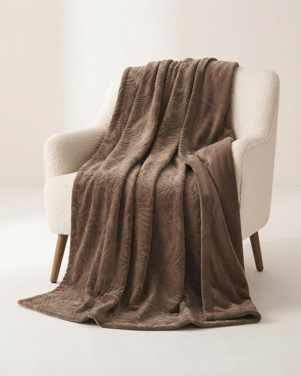Rabbit Fur Throw Blanket - Brown