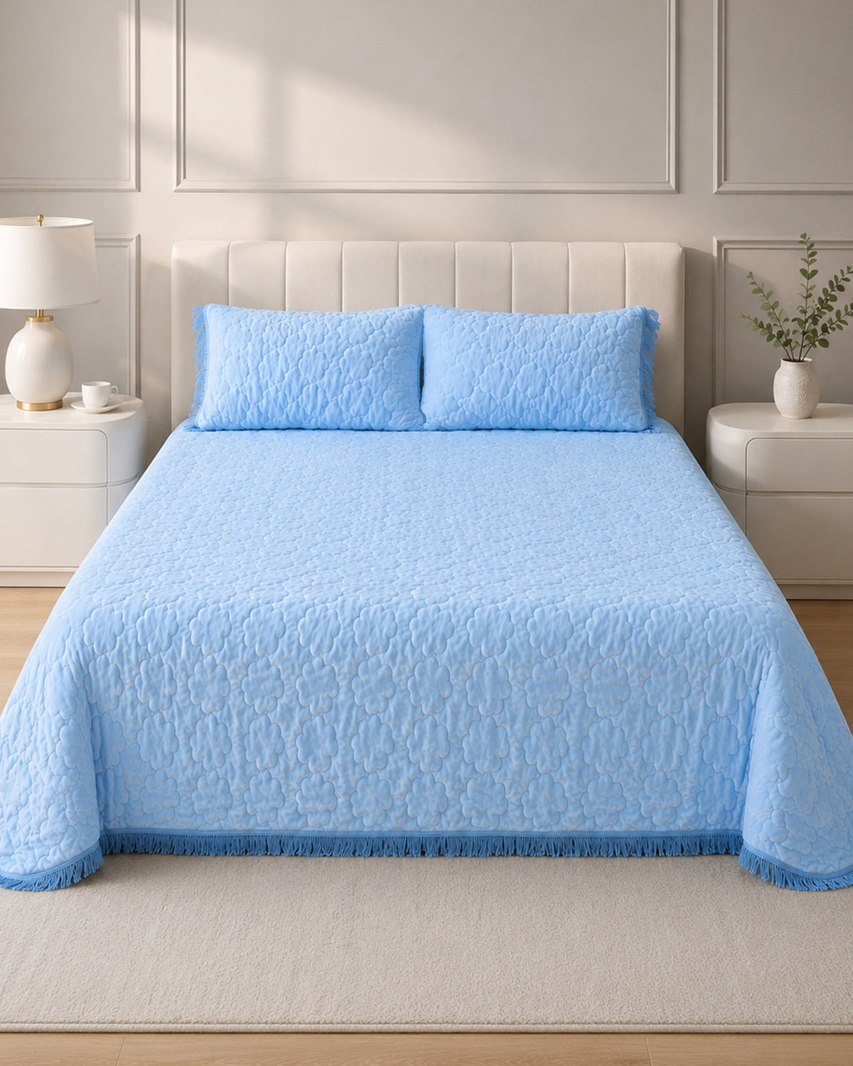 Deluxe Mink 3 Pieces Bed Set- Blue