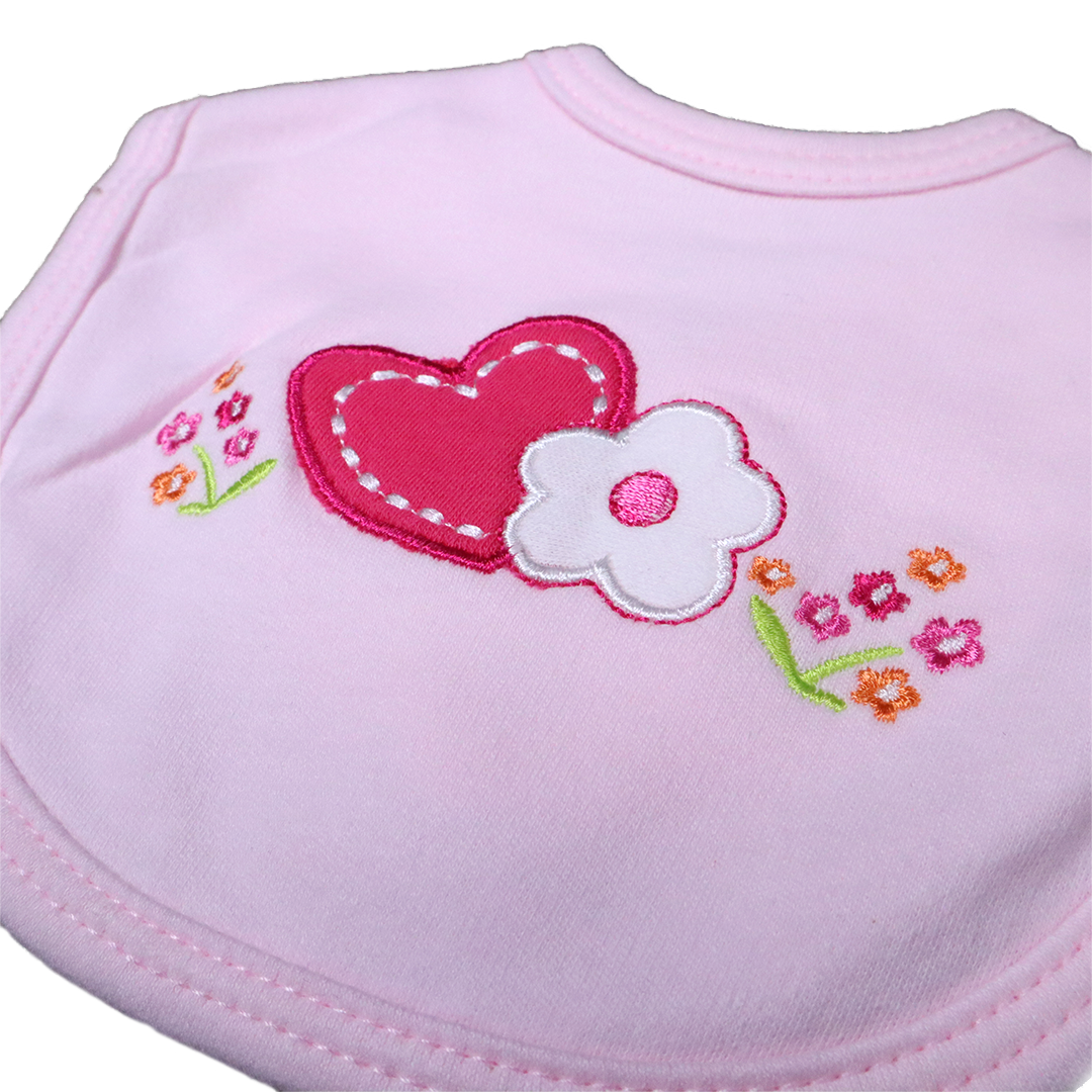 Pack of 3 Baby Bibs Set-Pink Heart