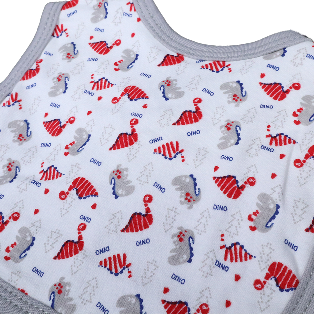 Pack of 3 Baby Bibs Set-Grey Dino