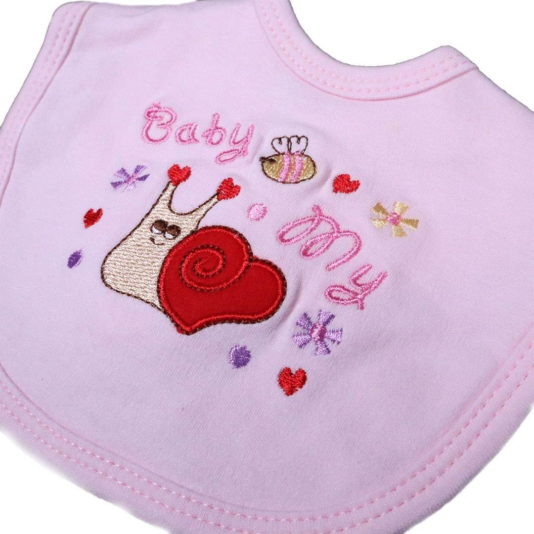Pack of 3 Baby Bibs Set-Pink Snaily