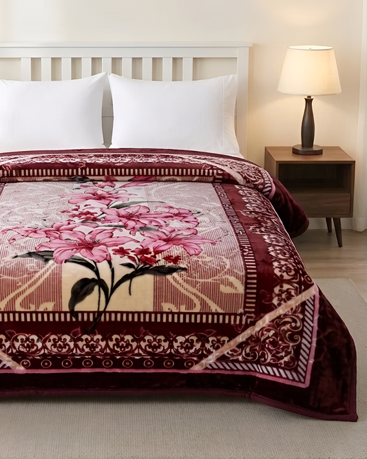 Moonlight Cloudy 4KG 2-Ply Double Bed Blanket - Berry Blossom