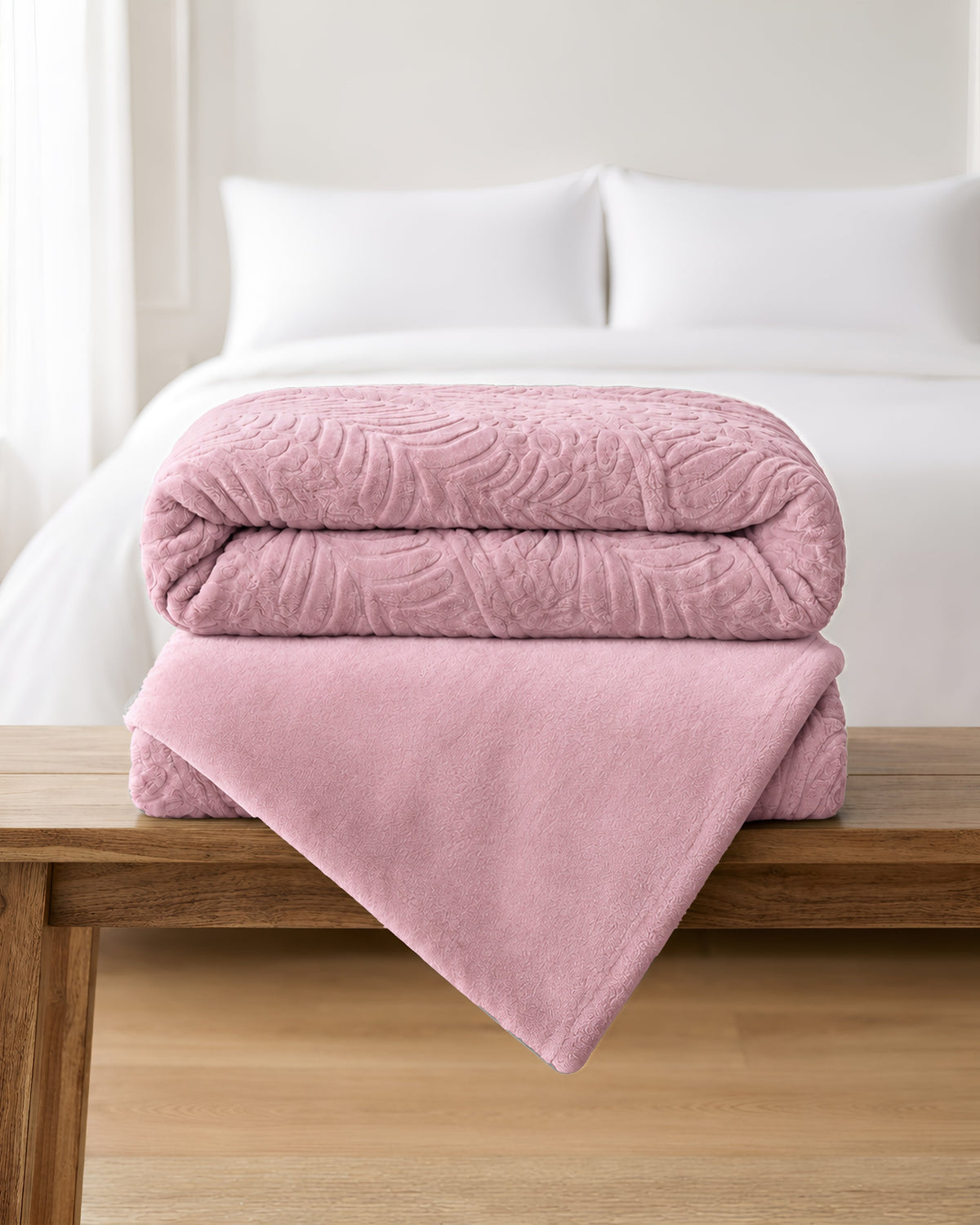 Rabbit Fur Throw Blanket - Pink