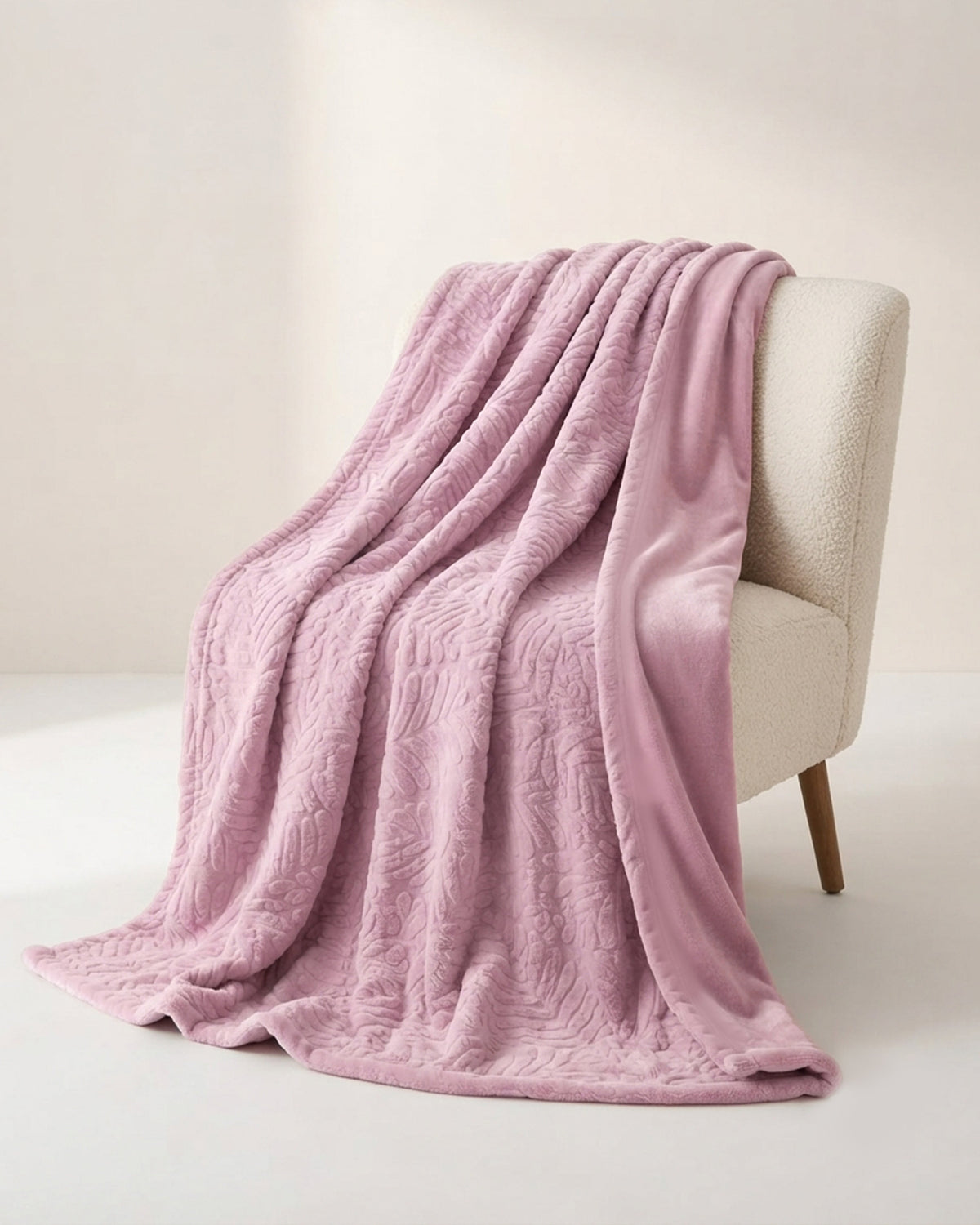 Rabbit Fur Throw Blanket - Pink