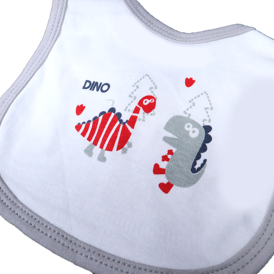 Pack of 3 Baby Bibs Set-Grey Dino