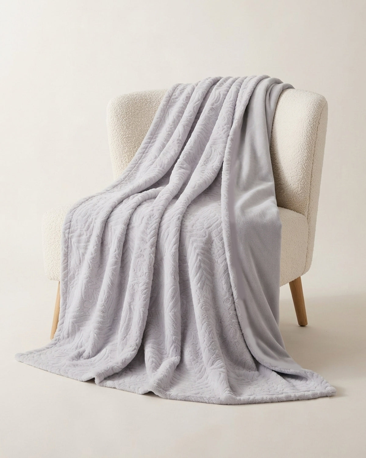 Rabbit Fur Throw Blanket - Silver