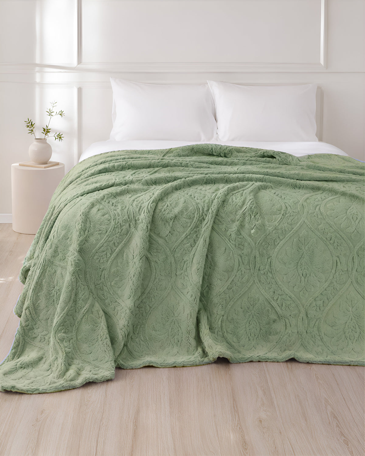 Sherpa Jacquard Throw Blanket - Green