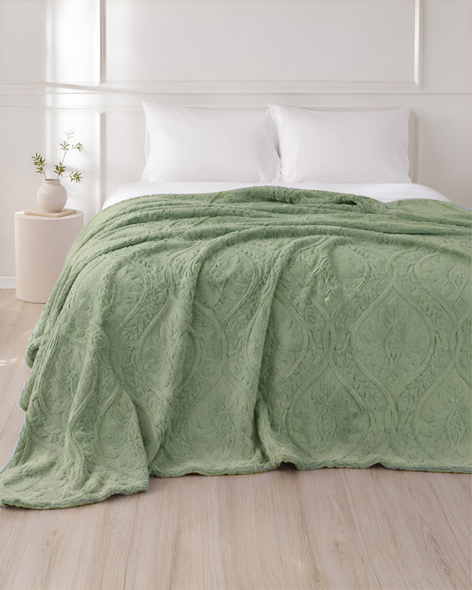 Sherpa Jacquard Throw Blanket - Green