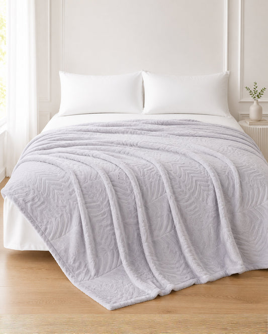 Rabbit Fur Throw Blanket - Silver
