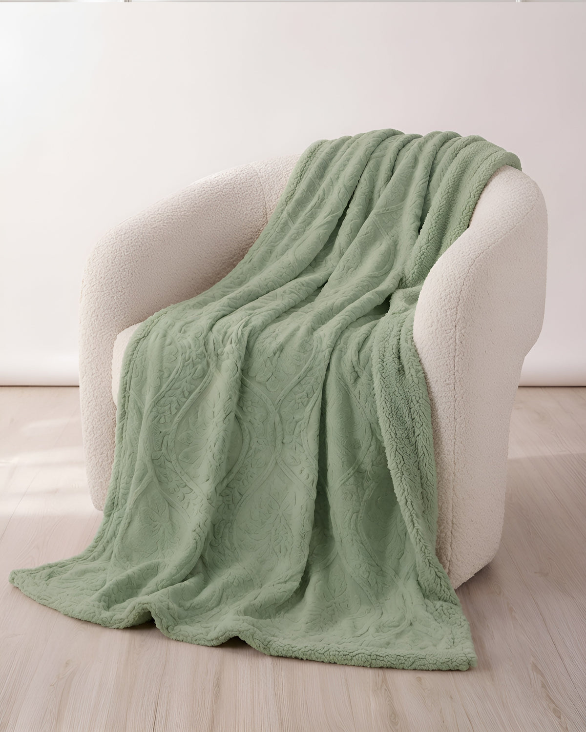 Sherpa Jacquard Throw Blanket - Green