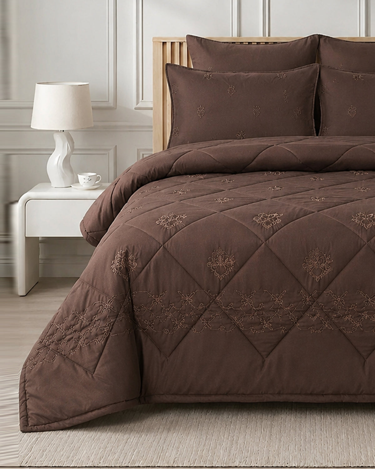 Heritage Bed Set 6 Pieces-Dark Brown