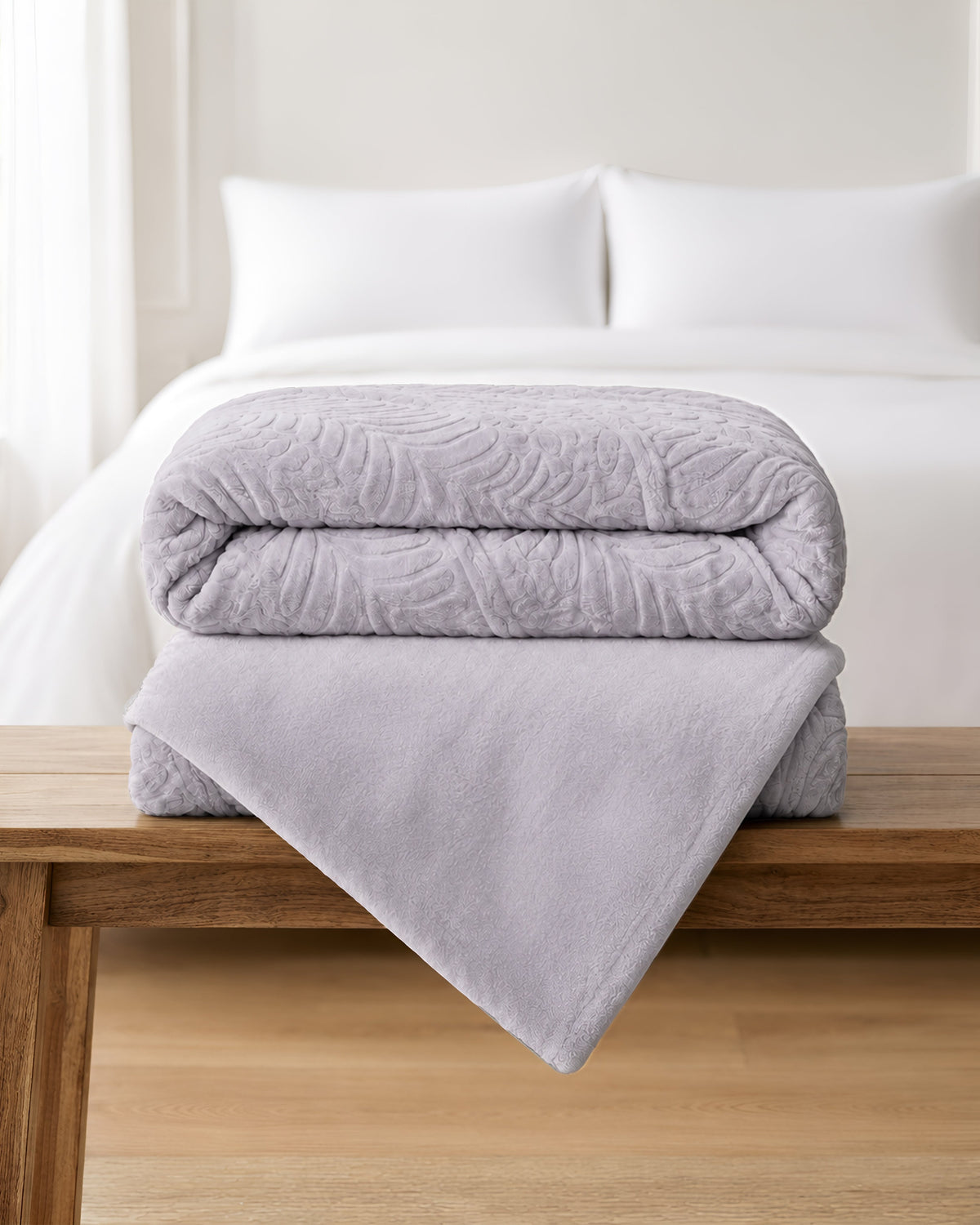Rabbit Fur Throw Blanket - Silver