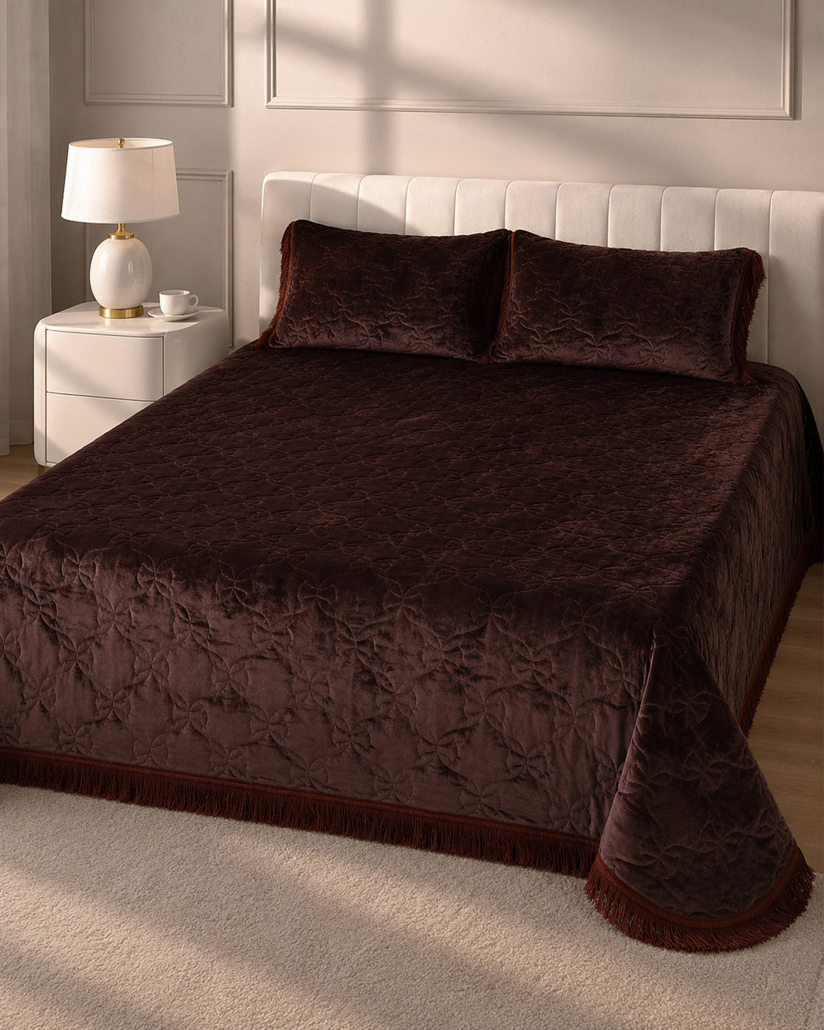 Deluxe Mink 3 Pieces Bed Set- Brown