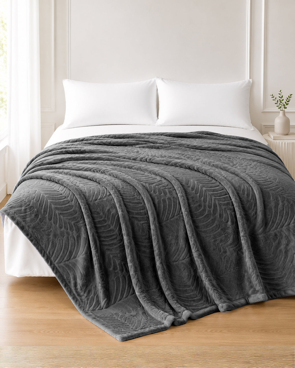 Rabbit Fur Throw Blanket - Charcoal Grey