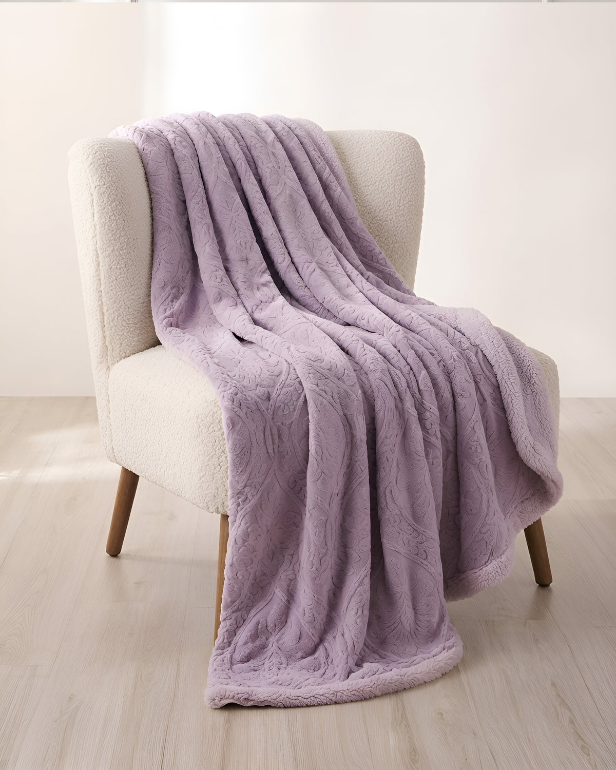 Sherpa Jacquard Throw Blanket - Lilac