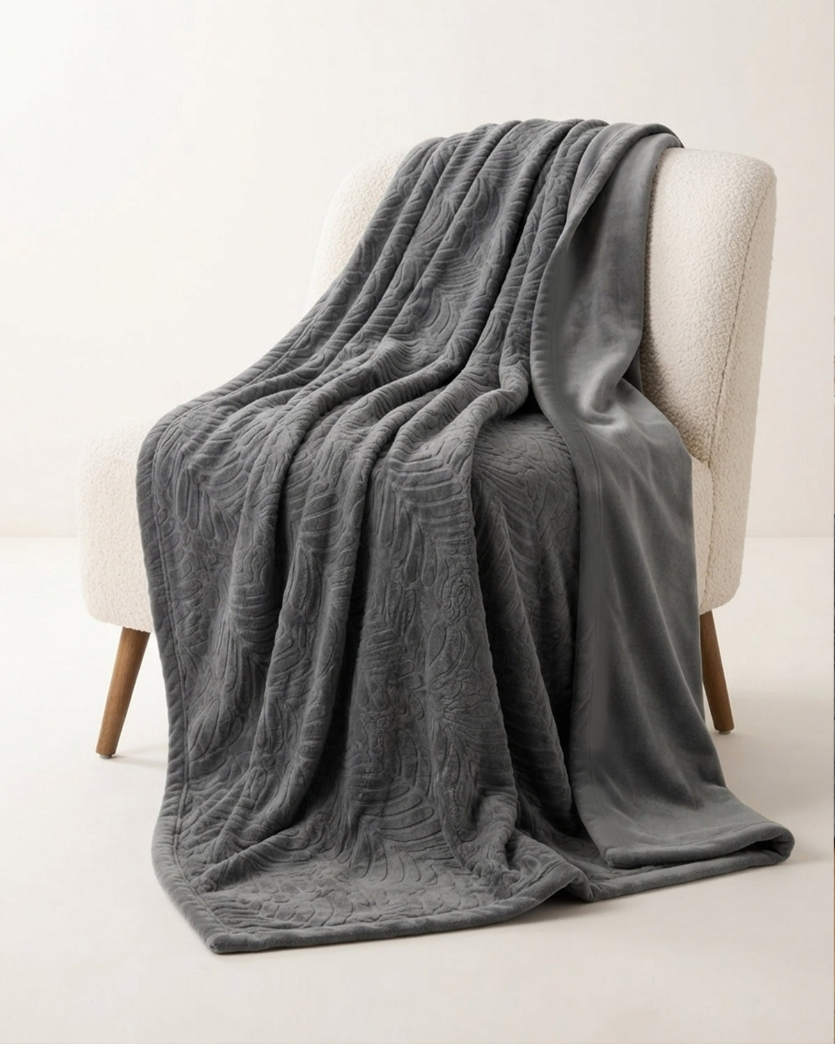 Rabbit Fur Throw Blanket - Charcoal Grey