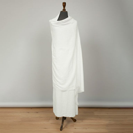 Ibne Zafar Terry Cotton Ihram for Men | Small Dobby Soft Hajj and Umrah Essential (Platinum)