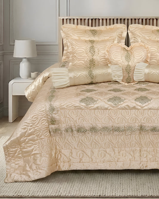 Ruby Silk 9 Piece Embroidered Bed Set -Velvet Aura