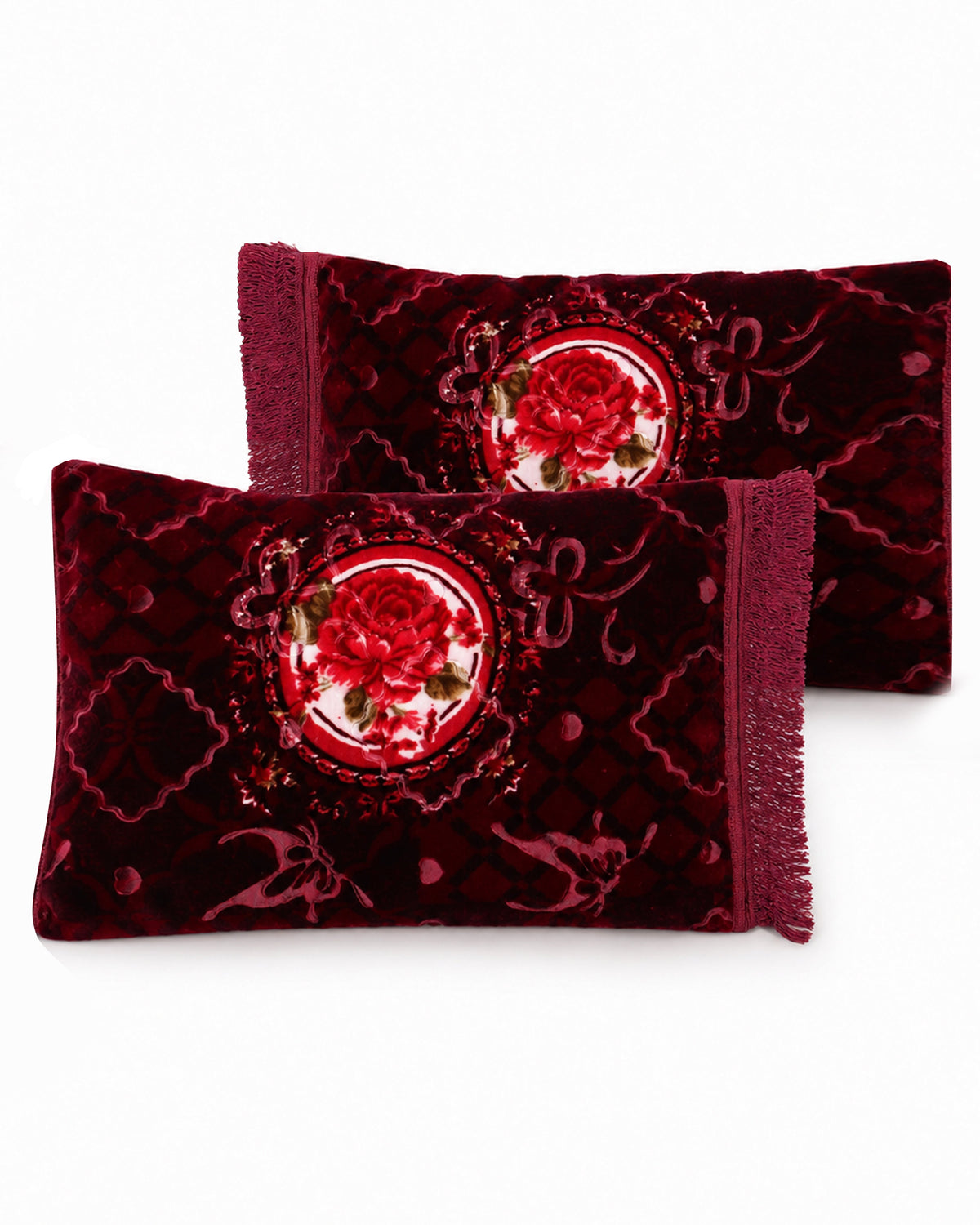Printed Pillow Covers Pair - Berry
