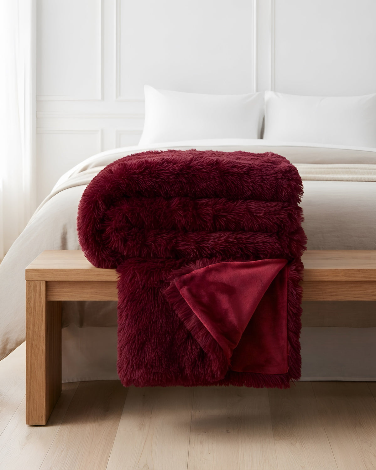 Shaggy Throw Blanket - Maroon