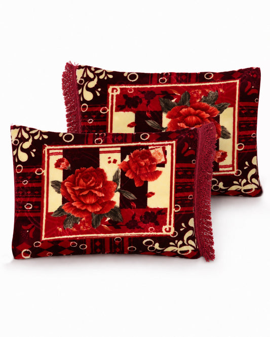 Printed Pillow Covers Pair - Rouge