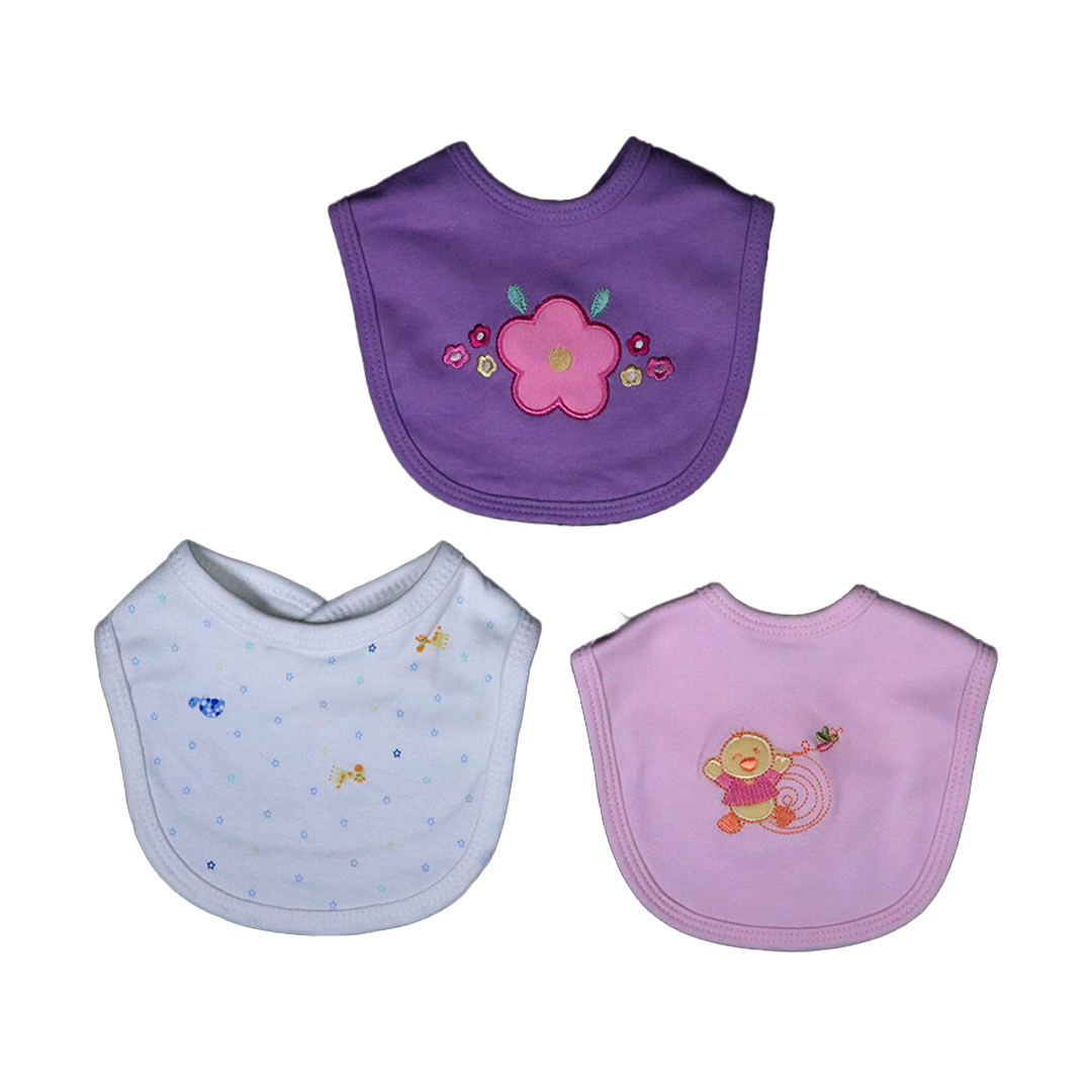 Pack of 3 Baby Bibs Set-PlumBlush