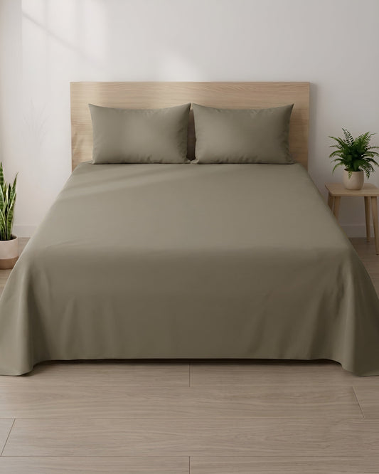Beige 100% Cotton King Bedsheet | Sora Collection