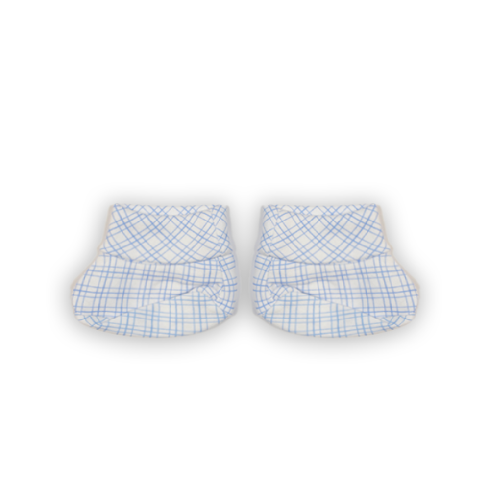 3 Pieces Baby Cap Set- Blue Chequered