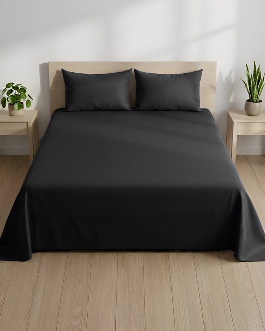 Charcoal 100% Cotton King Bedsheet | Sora Collection