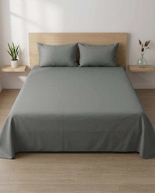 Grey 100% Cotton King Bedsheet | Sora Collection