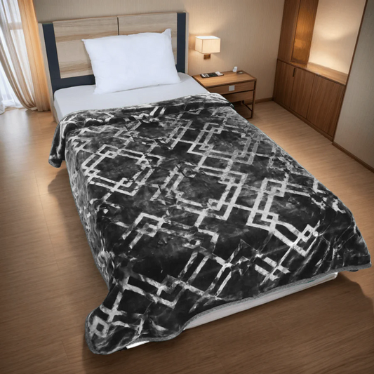 Super Sonic Cloudy 2-Ply Single Bed Blanket - Gray