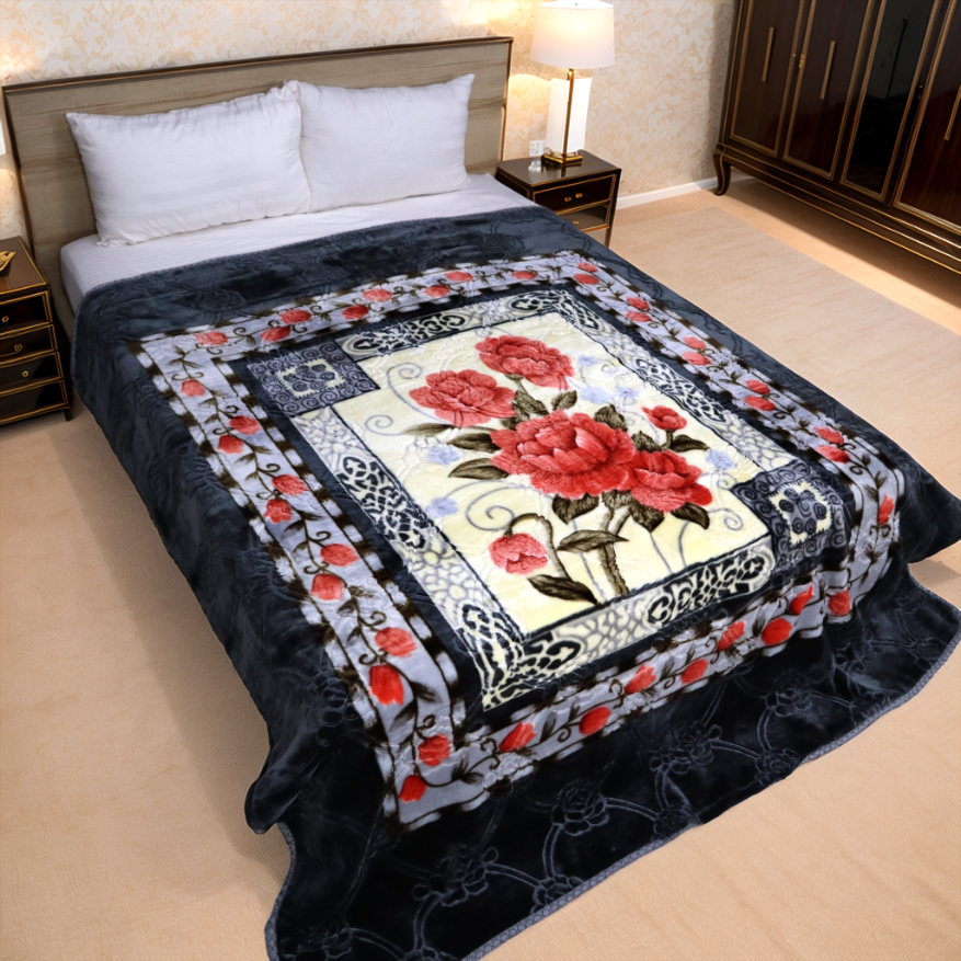 Trendy 1-Ply Double Bed Blanket - Dark Bloom