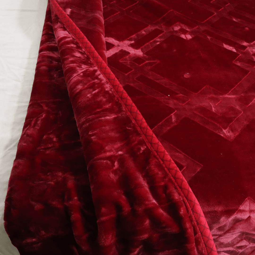 Super Sonic Cloudy 2-Ply Single Bed Blanket - Maroon