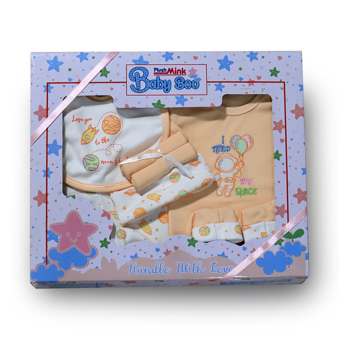 Gift Set for Newborn Baby- 7 pieces Gift Set- Baby Boo Peach