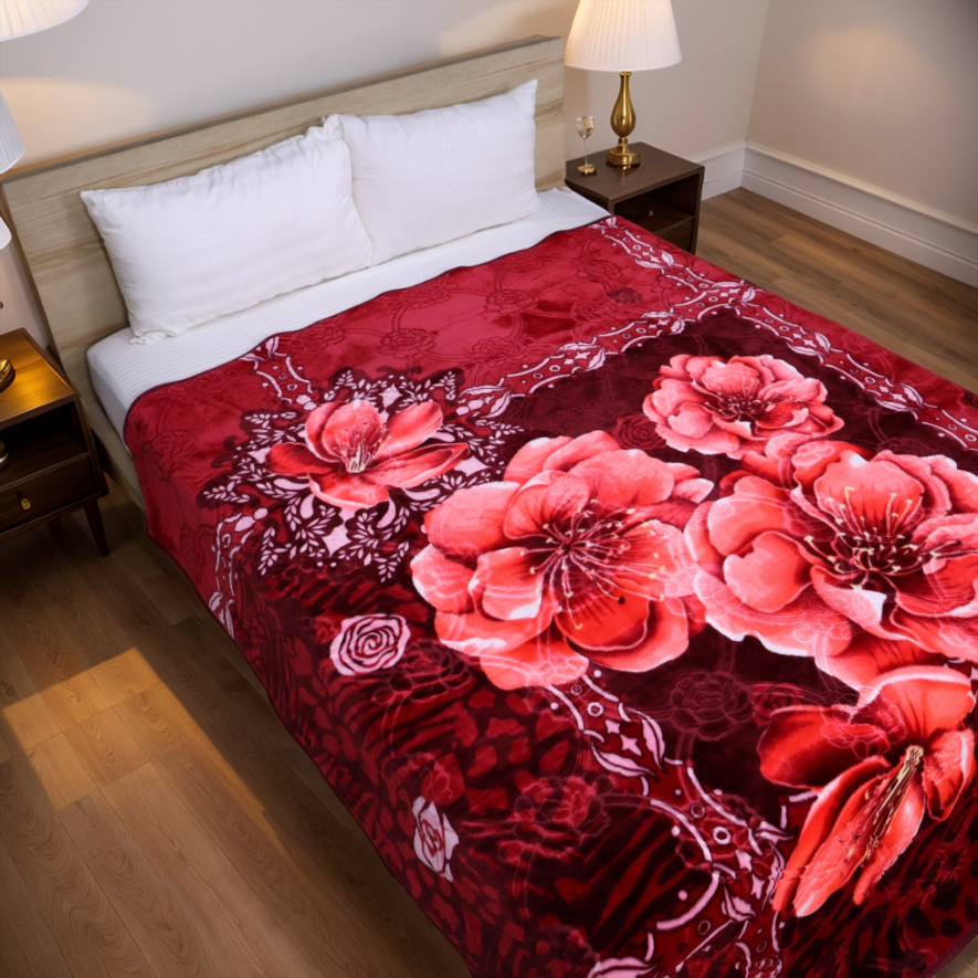 Trendy 1-Ply Double Bed Blanket - Deep Scarlet